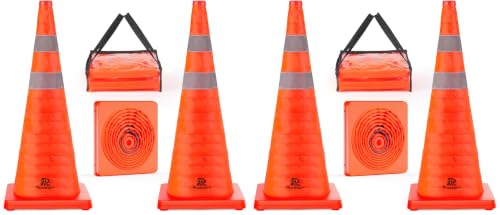 RoadHero 28 Inch 4 Pack Collapsible Traffic Safety Cones with Bag,Orange - size: 28 Inch (Pack of 2)