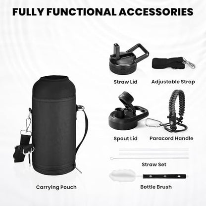 RAYMYLO Insulated Water Bottle 32 oz, Triple Wall Vacuum Stainless Steel - color: Dark Gray, size: 32 Ounces