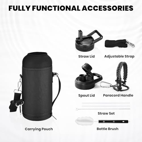 RAYMYLO Insulated Water Bottle 32 oz, Triple Wall Vacuum Stainless Steel - color: Dark Gray, size: 32 Ounces