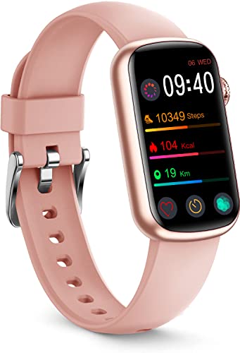 FITVII Slim Fitness Tracker with Blood Oxygen, Blood Pressure, 24/7 Heart Rate and Sleep Tracking, IP68 Waterproof Activity Trackers and Smart Watches with Step Tracker, Pedometer for Women Men - color: Pink