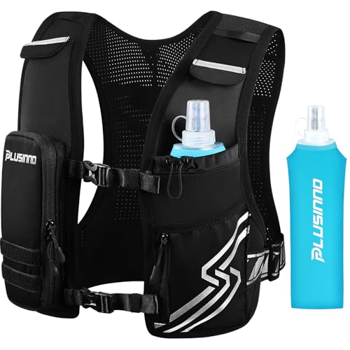 PLUSINNO Running Vest for Men Women, Runners Vest with 500ml Water Bottle - size: X-Small-Small (Chest 25"-33")