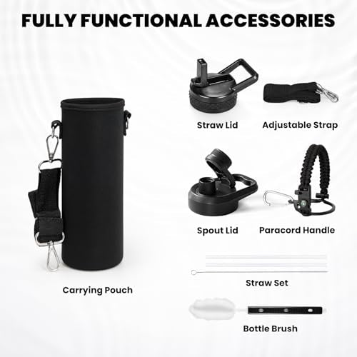RAYMYLO Insulated Water Bottle 20 oz, Triple Wall Vacuum Stainless Steel - color: Magic Black, size: 20 Ounces