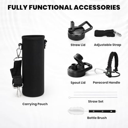 RAYMYLO Insulated Water Bottle 20 oz, Triple Wall Vacuum Stainless Steel - color: Magic Black, size: 20 Ounces
