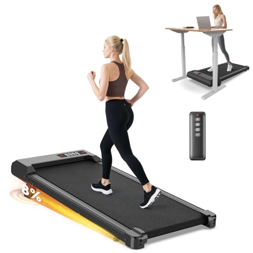 Walking Pad Treadmill with Handle Bar with 8% Incline,2.5HP Quiet Under Desk 320 lbs 2 in 1Treadmills for Home Office,Compact Foldable Walking Pad,Remote Control&LED Display - color: Bright Black
