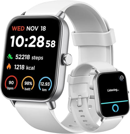 Gydom Smart Watches for Women Men [Alexa Built-in, 1.8"] Smartwatch with Heart Rate/SpO2/Sleep/Stress, 101+ Sports Modes, IP68 Waterproof, Pedometer Fitness Tracker for iOS Android Phones, White - color: White