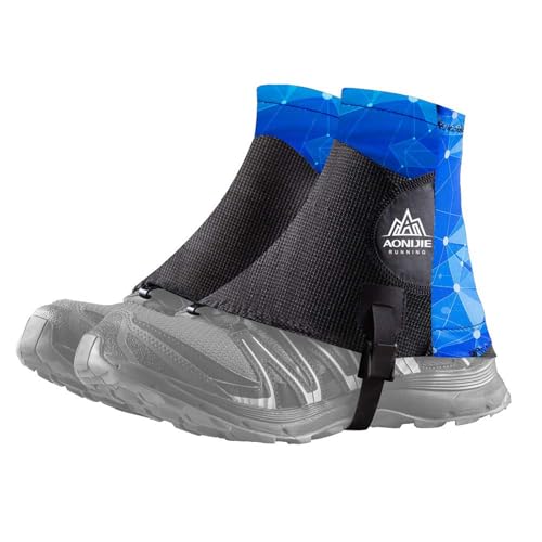 AONIJIE Low Trail Running Gaiters Reflective Ankle Guards for Hiking Marathon Triathlon Breathable Sand Prevention - color: Blue