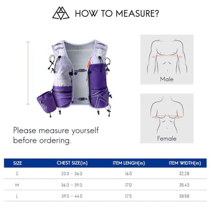 Haimont 8L Trail Running Hydration Vest with Soft Flasks - color: Purple, size: Large