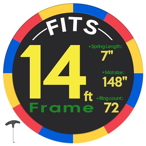 AW Trampoline Mat & Pad Replacement Kit w/ 72V-Ring for 14ft Round - size: 14FT Mat + Multi Pad