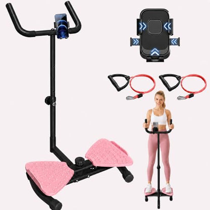 Waist Twisting Machine with Handlebar and Phone Holder, Ab Twister Board with Resistance Bands, 330 lbs Capacity Waist Twister for Women, AB Twister Home Gym Exercise Equipment for Slim Waist, Core Ab Exercise