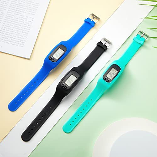 Kenning 3 Pcs Walking Running Pedometer Watch - color: Mint Green, Sky Blue, Black