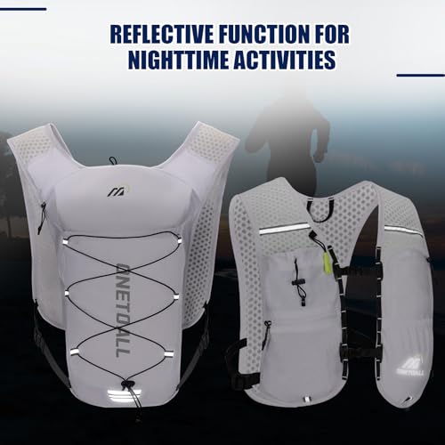 Running Vest for Women & Men, 6L Hydration Backpack with 2L Water Bladder, Lightweight Water Backpack for Trail Running, Marathon, Hiking, Cycling, Jogging, Adjustable Fit - color: White Vest with 2L Bladder