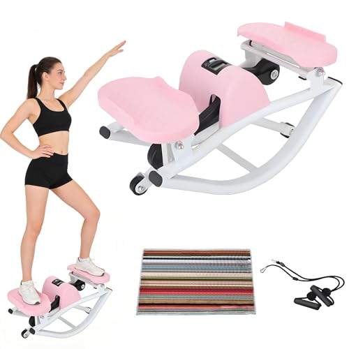 Rock Stepper Side to Side Step Fitness Machines Features A Digital Display, Resistance Bands, and A Floor Mat, Suitable for Home and Office Fitness