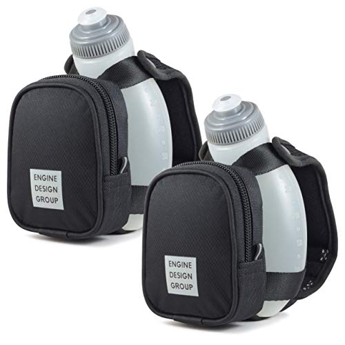 NGN Sport - Running Water Bottle Handheld | Hydration Bottle & Pack with Zippered Pocket - 10 oz (Locomotive Black, 10 oz (2-Pack)) - color: Locomotive Black, size: 10 oz (2-Pack)