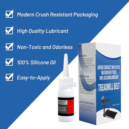 100% Silicone Treadmill Belt Lubricants/Lubes - 25ml/Bottle, No Odor and No Toxic, Easy to Use, Disposable Lubricant, High Temperature Resistant and Stable Lubricant-4pcs