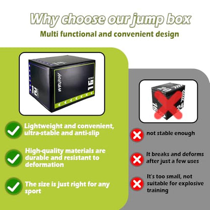 Versatile Non Slip Jump Box Exercise 3-in-1 Foam Plyometric Jump Box for Home Gym Training Fitness - color: Black