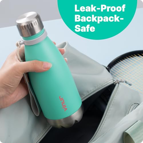 Kids Water Bottle-12 oz Leak Proof Insulated Water Bottle with Carry Rope - color: Teal, size: 12 Ounces
