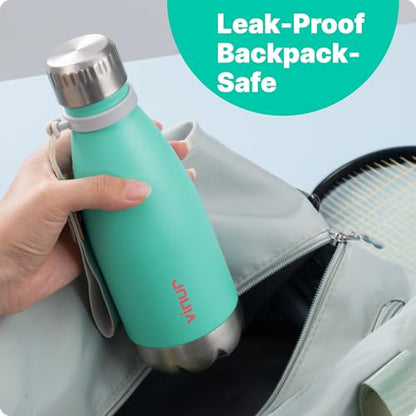 Kids Water Bottle-12 oz Leak Proof Insulated Water Bottle with Carry Rope - color: Teal, size: 12 Ounces