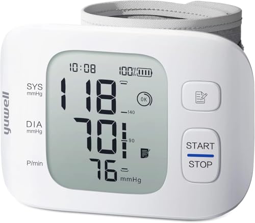 yuwell Wrist Blood Pressure Monitor | Clinical Accuracy, BP Machine for Home Use | Ultra Light Weight, Smart Inflation Blood Pressure Cuff, Large Display, 74 Readings, Rechargeable - style: YE8800CR
