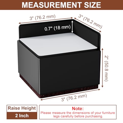 Ezprotekt Metal Bed Risers 2 Inch Heavy Duty 4400 lbs Furniture Lifts 4pcs - color: Black, size: 2inch