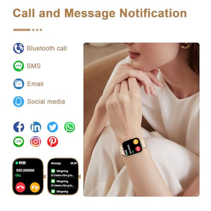 Smart Watch for Men Women Compatible with iPhone Samsung Android Phone 1.69 inch Full Touch Screen IP68 Waterproof Bluetooh Fitness Tracker Heart Rate/Sleep Monitor (Gold) - color: gold