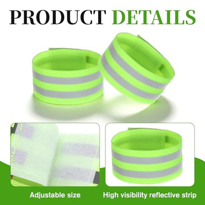 6 Pcs of High Visibility Reflective Bands Wristbands, Reflective Running Gear Adjustable Elastic Reflectives Arm Band, Safety Straps for Night Running, Cycling,Walking