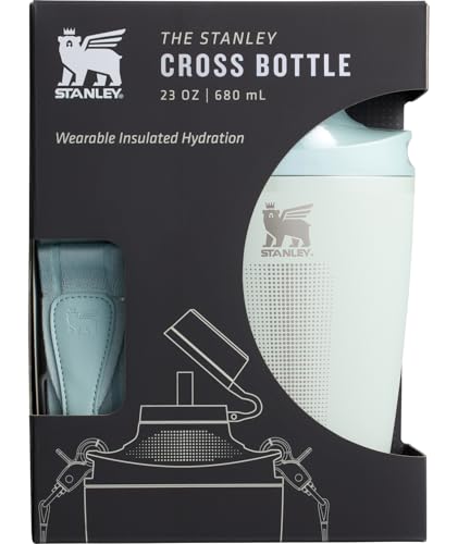 Stanley Cross Bottle 23 oz | Travel Water Bottle with Jacquard Strap | Leakproof Tritan Lid with Removable Straw | Insulated Stainless Steel | BPA-Free | Mist - color: Mist, size: 23 Ounces