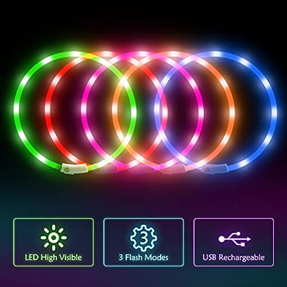 BSEEN Light Up Dog Collar, Glowing LED Dog Collar Rechargeable Cuttable Lighted Puppy Collar Safety Dog Lights Makes Your Beloved Dogs Be Seen at Night(Orange) - color: Orange-Standard(70cm)