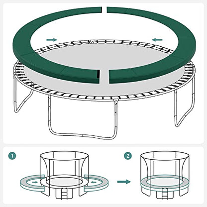 SONGMICS Replacement Trampoline Safety Pad Mat, 10ft 12ft 14ft 15ft Standard Size, Spring Cover, UV-Resistant, Tear-Resistant, Edge Protection - color: Dark Green, size: 12FT, style: Removable