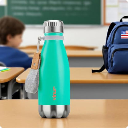 Kids Water Bottle-12 oz Leak Proof Insulated Water Bottle with Carry Rope - color: Teal, size: 12 Ounces