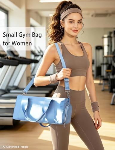 16" Gym Bag for Women,with Shoes Compartment and Waterproof Pocket,Sky Blue - color: Blue, size: 16" Small Size