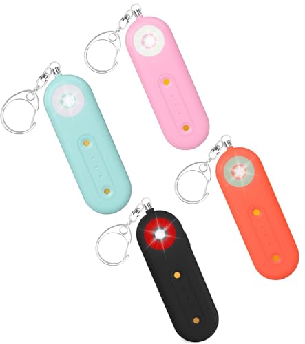 Personal Safety Alarm Keychain for Women, 130DB Loud Self Defense Key Chain with LED Strobe Light, Protection Safe Siren Devices for Elderly Emergency Travel College (4 Colors) - color: 4 Colors