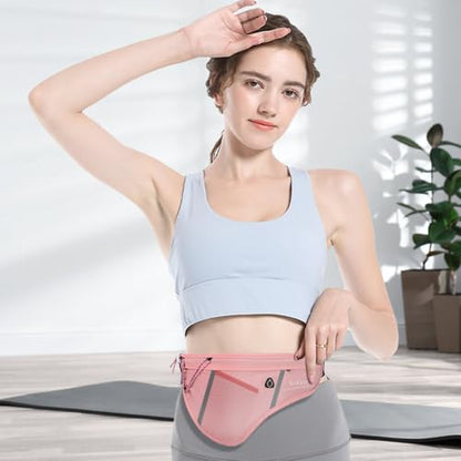 SooGree Men Women Sports Running Waist Bag, Waterproof Fanny Packs with Adjustable Belt, Waist Fanny Pack Bag with Water Bottle Holde for Running Hiking Walking Biking - color: GSP8807-Pink