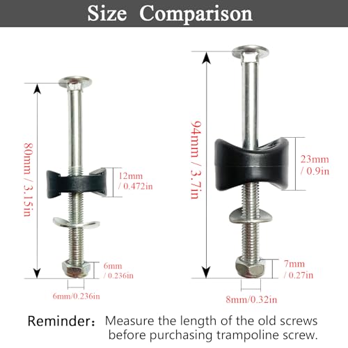12 PCS Long Trampoline Screws 3.7 Inch, Anti-Loose Trampoline Bolts and Nuts, Trampoline Replacement Parts, with Screw Installation Tools (Screw Length: 3.7 Inch) - size: Screw Length: 3.7inch