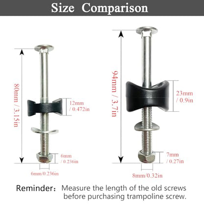 12 PCS Long Trampoline Screws 3.7 Inch, Anti-Loose Trampoline Bolts and Nuts, Trampoline Replacement Parts, with Screw Installation Tools (Screw Length: 3.7 Inch) - size: Screw Length: 3.7inch