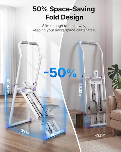 MERACH Stair Stepper with Adjustable Resistance, Foldable Stair Climber - color: White & Purple