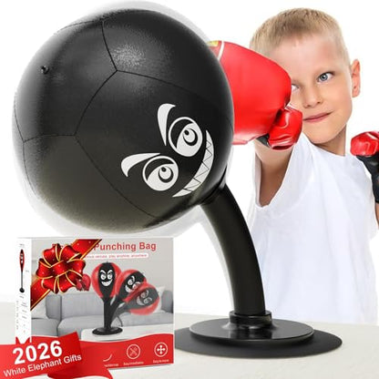 HZG Desktop Punching Bag, Stress Buster with Suction Cup for Office Table and Counters, Heavy Duty Stress Relief Ball, Desk Boxing Punch Ball, Funny Toys for Kids Coworkers and Friends - color: black
