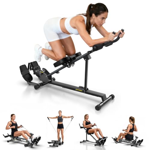 Ab Machine,Rowing Machines for Home,Vitaler 5 in 1 Adjustable Home Gym Equipment with Counter,Quiet & Foldable Best Ab Machine for Home