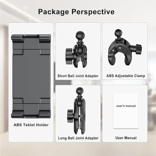 PLDHPRO Tablet Mic Music Holder for iPad Clamp Mount Stand, Microphone Tripod Treadmill Stroller Spin Bike Exercise Handlebar Accessories Compatible iPhone iPad Galaxy Tab 5.5-14.6'' Phones Tablets - size: 6.1 in Arm