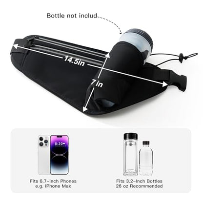 Slim Running Belt for Women Men,Runners Fanny Pack Phone Holder,Money Belt,Running Gear Accessories,with 3 Pockets (Light Black) - color: Light Black