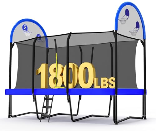 Zupapa Rectangular Trampoline 10x17FT 9x15FT 8x14FT, 1800LBS Weight Capacity Outdoor Large Gymnastics Trampoline, Heavy‑Duty Square Tumbling Trampoline for Family Backyard Exercise - color: Sky Blue, size: 10X17FT