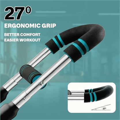 Power Twister Bar Adjustable 40/50/60 KG Chest Expander and Arm Exerciser for Men, Heavy Duty Steel Spring Upper Body Workout Bar, Forearm Strengthener with Non-Slip Ergonomic Handles