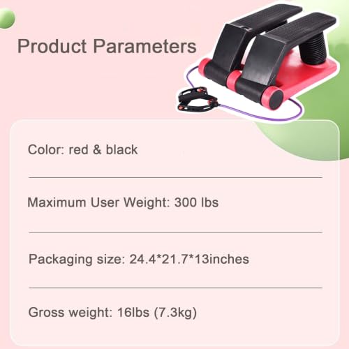 INTBUYING Stepper Climber Fitness Machine with Resistant Bands Portable Stair Stepper Exercise Equipment Low-Impact Cardio, Space-Saving, Height-Adjustable Comfortable Foot Pedals Exercise Machine