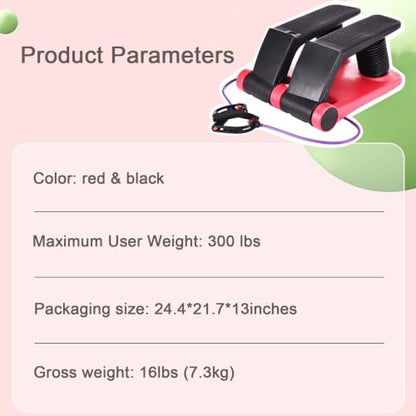 INTBUYING Stepper Climber Fitness Machine with Resistant Bands Portable Stair Stepper Exercise Equipment Low-Impact Cardio, Space-Saving, Height-Adjustable Comfortable Foot Pedals Exercise Machine