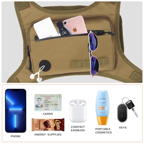 KINGSLONG Running Vest, Chest Bag for Men, Chest Pack, Hiking (F-Brown) - color: F-Brown