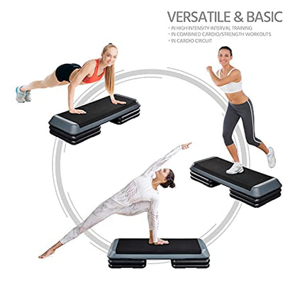 Yaheetech 43in Aerobic Step Platform, 3-Level Adjustable Workout Bench