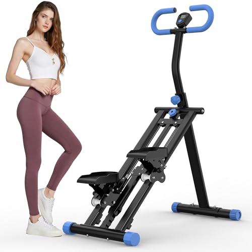 Upgraded Vertical Climber Stair Stepper with Resistance Bands, Full Body Home Workout Machine, Adjustable Handlebar & Digital Monitor - color: Black&Blue