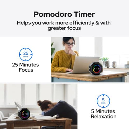 Visual Timer for Kids Kitchen Timer Pomodoro Magnetic Visual Countdown - color: Black