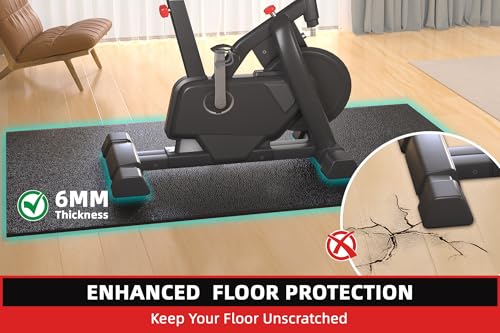GymCope Treadmill Mat for Hardwood Floor Carpet 7'x3'/6'x3'/6'x2.5'/4'x2' - color: 72"x36"x6mm High-density-black