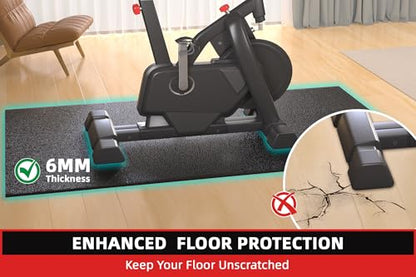 GymCope Treadmill Mat for Hardwood Floor Carpet 7'x3'/6'x3'/6'x2.5'/4'x2' - color: 72"x36"x6mm High-density-black