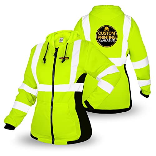 KwikSafety Women's Fleece Safety Hoodie Class 3 ANSI OSHA PPE - color: Yellow, size: Small